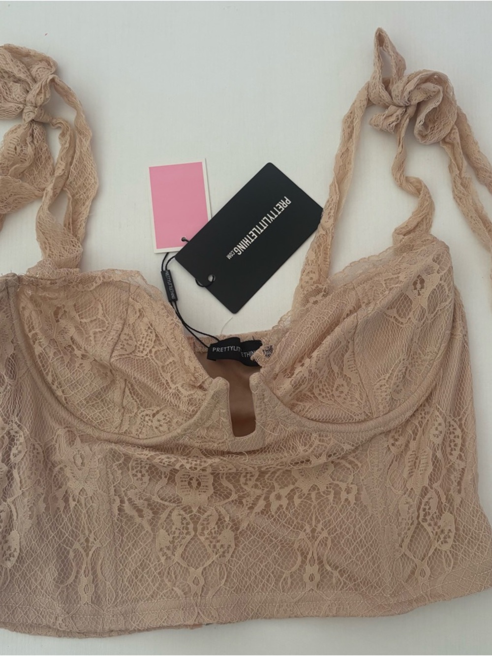 NWT PrettyLittleThing Lace Bralette in Nude size 10